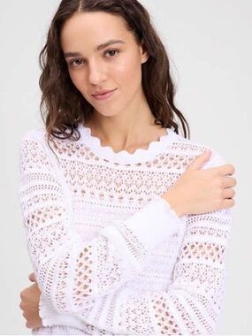 kate spade white open-knit scallop sweater